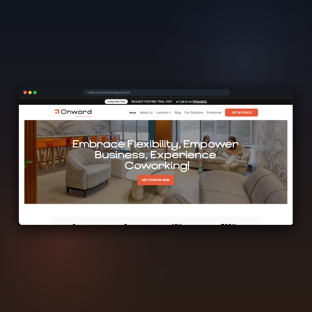 Onward Workspaces website mockup