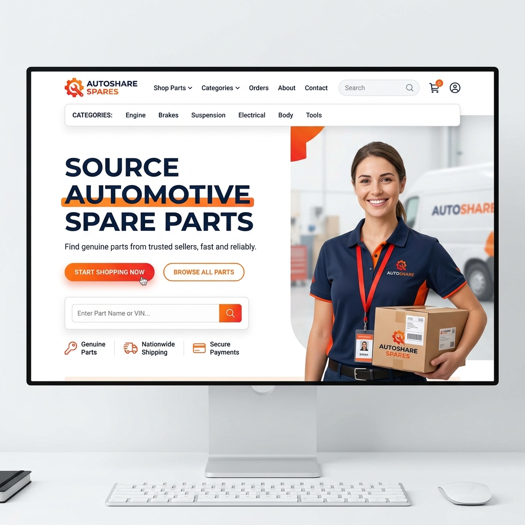 Sparecel marketplace website mockup